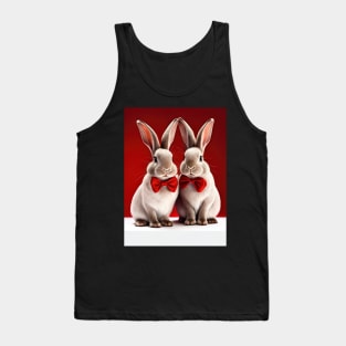 Adorable Rabbits in Red Bows - Cute Animal Print for Bunny Lovers Tank Top